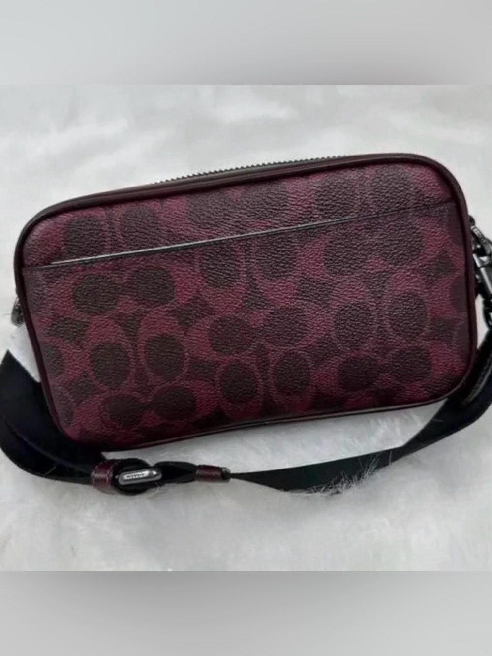 Coach CROSSBODY BAG IN SIGNATURE CANVAS in Black Currant (Burgundy) New